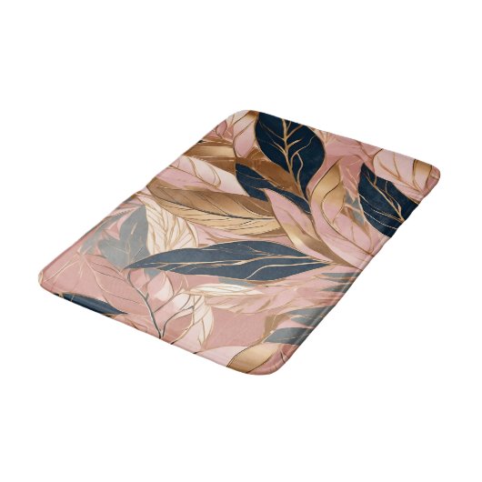 Blush Pink Gold Modern Boho Leaves Collectie Badmat (Gekanteld)