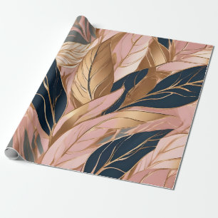 Blush Pink Gold Modern Boho Leaves Collectie Cadeaupapier