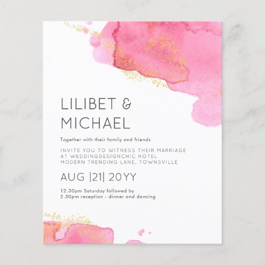 Blush Pink Gold Modern LOWEST BUDGET Weddenschap Flyer (Voorkant)