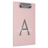 Blush Pink Gold Modern Script Girly Monogram Naam Klembord (Rechts)