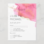 Blush Pink Gold Modern Wedding RSVP avec menu (Devant)