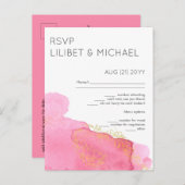 Blush Pink Gold Modern Wedding RSVP avec menu (Devant / Derrière)