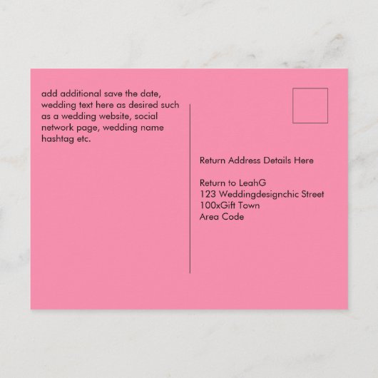 Blush Pink Gold Modern Wedding RSVP met Menu (Achterkant)