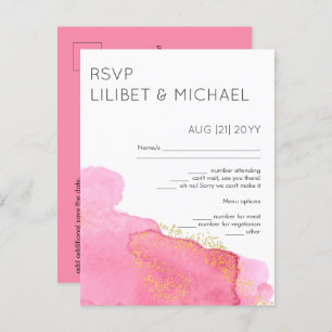 Blush Pink Gold Modern Wedding RSVP met Menu