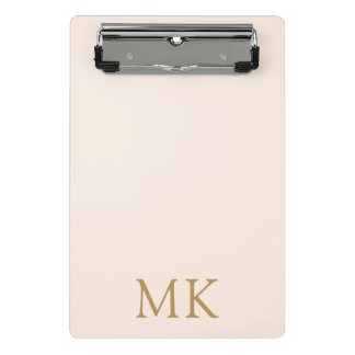 Blush Pink Gold Monogram Initialen Mini Klembord