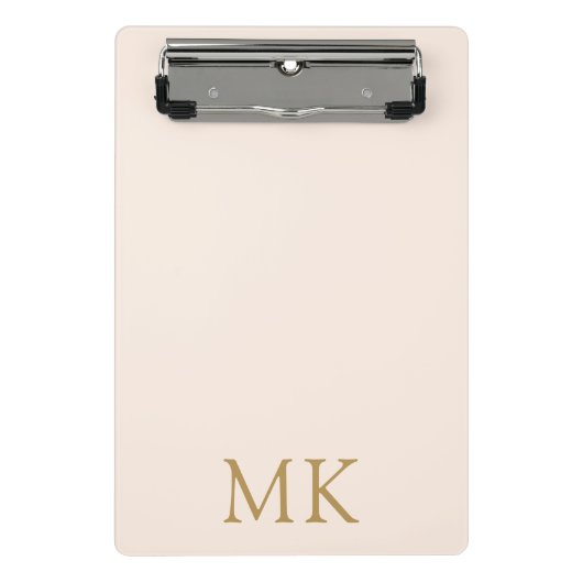 Blush Pink Gold Monogram Initialen Mini Klembord (Voorkant)