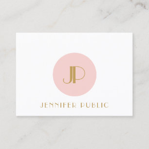 Blush Pink Gold Monogram Modern Elegant Sjabloon Visitekaartje