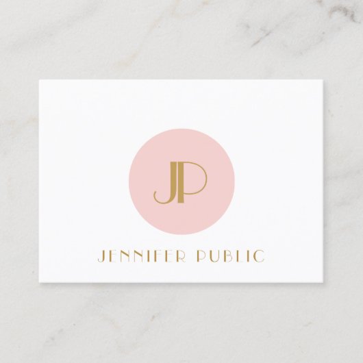 Blush Pink Gold Monogram Modern Elegant Sjabloon Visitekaartje (Voorkant)