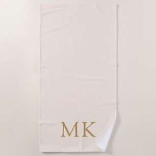Blush Pink Gold Monogram Strandlaken