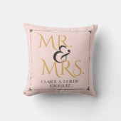 Blush Pink Gold | Mr. & Mrs Wedding Keepomwille Kussen (Voorkant)