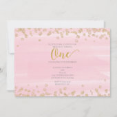 Blush Pink & Gold ONE 1e verjaardag Uitnodiging (Voorkant)