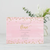 Blush Pink & Gold ONE 1e verjaardag Uitnodiging (Staand voorkant)