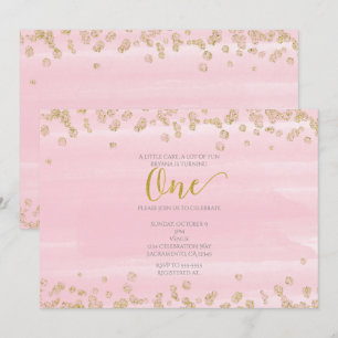 Blush Pink & Gold ONE 1er anniversaire Invitation