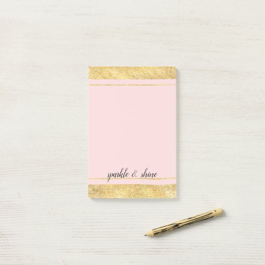 Blush Pink Gold Post-it® Notes (Op bureau)
