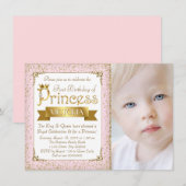Blush Pink Gold Princess Invitation pour le premie (Devant / Derrière)