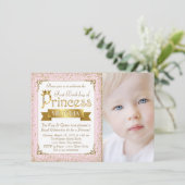 Blush Pink Gold Princess Invitation pour le premie (Debout devant)