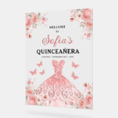 Blush Pink Gold Princess Quinceañera Bienvenue (Angle)