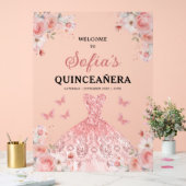 Blush Pink Gold Princess Quinceañera Bienvenue (Mariage)