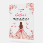Blush Pink Gold Princess Quinceañera Welkom Acryl Bord (Hoek)