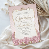 Blush Pink Gold Quinceañera Kaart