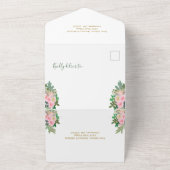 Blush Pink Gold Romantic Floral Wedding All In One Uitnodiging (Buitenkant)