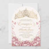 Blush Pink Gold Royal Princess Quinceanera Kaart (Voorkant)