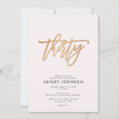 Blush Pink & Gold Script Confetti 30th Birthday Kaart (Voorkant)