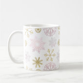 Blush Pink & Gold Snowflake Winter Mok (Links)