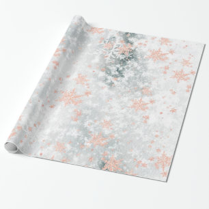 Blush Pink Gold Snowflakes, bevroren Lake Ice Cadeaupapier