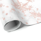 Blush Pink Gold Snowflakes White marble Cadeaupapier (Rol Hoek)