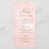 Blush Pink & Gold Splatter Menu Mariage moderne (Devant / Derrière)