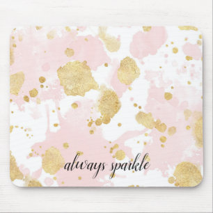 Blush Pink Gold Spletters Abstract Muismat