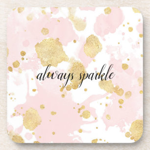 Blush Pink Gold Spletters Abstract Onderzetter