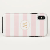 Blush Pink Gold stripe monogram doos Case-Mate iPhone Case (Achterkant (horizontaal))
