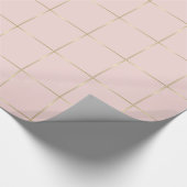Blush Pink Gold Stripes Glamour Glanzend design Cadeaupapier (Hoek)