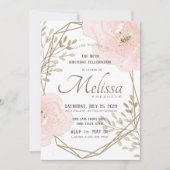 Blush Pink Gold & Taupe Floral Haar verjaardag Kaart (Voorkant)