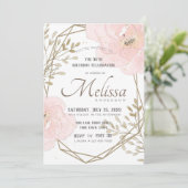 Blush Pink Gold & Taupe Floral Haar verjaardag Kaart (Staand voorkant)