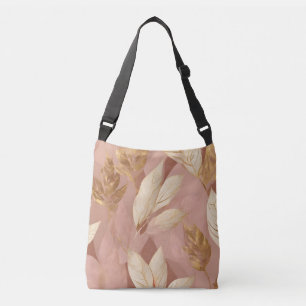Blush Pink Gold Trendy Boho Leaves Collectie Crossbody Tas