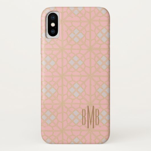 Blush Pink Gold Trendy Mosaic Tile Design Case-Mate iPhone Case (Achterkant)