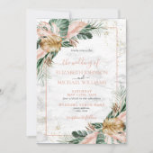 Blush Pink Gold Tropical Boho Chic Wedding Kaart (Voorkant)
