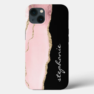 Blush Pink Gold Waterverf Gepersonaliseerde iPhone 13 Hoesje