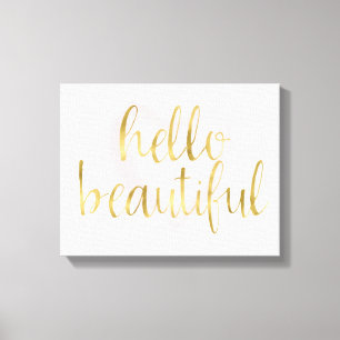Blush Pink Gold Waterverf Heart Hallo Canvas Afdruk