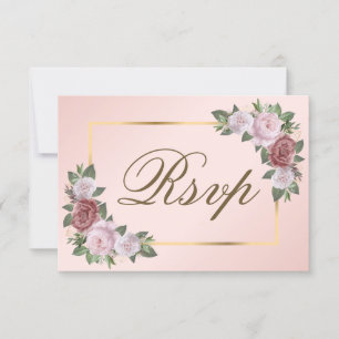 Blush Pink Gold Wedding Carte RSVP choix de repas