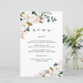 Blush Pink Gold White Floral WeddenMenu Kaarten (Staand voorkant)
