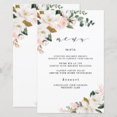 Blush Pink Gold White Floral WeddenMenu Kaarten (Voorkant / Achterkant)