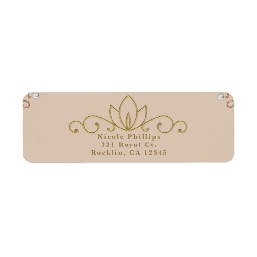 Blush Pink & Gold White Pearl Elegant Invitation Etiket (Voorkant)