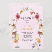 Blush Pink Gold Wildflower Brunch & Bubble Kaart (Voorkant / Achterkant)