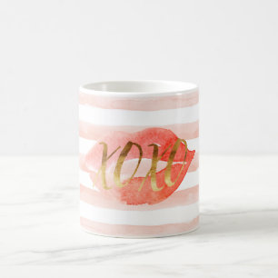 Blush Pink Gold XOXO Waterverf Kiss Koffiemok