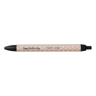Blush Pink Golden Hearts Moederdag Zwarte Inkt Pen