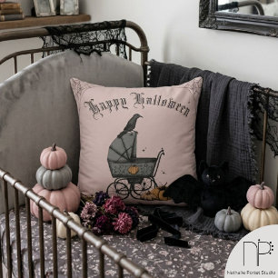 Blush Pink Gothic Happy Halloween Kussen